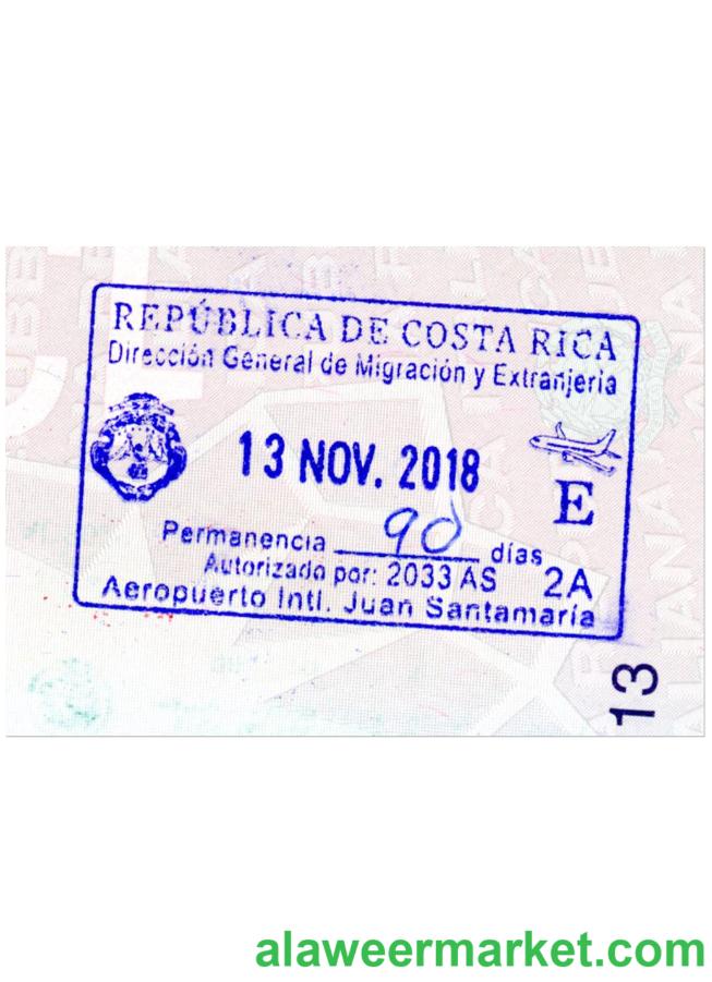COSTA RICA VISA STAMP